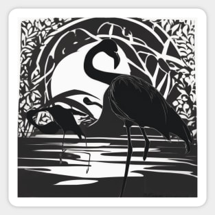 Flamingo Shadow Silhouette Anime Style Collection No. 138 Sticker